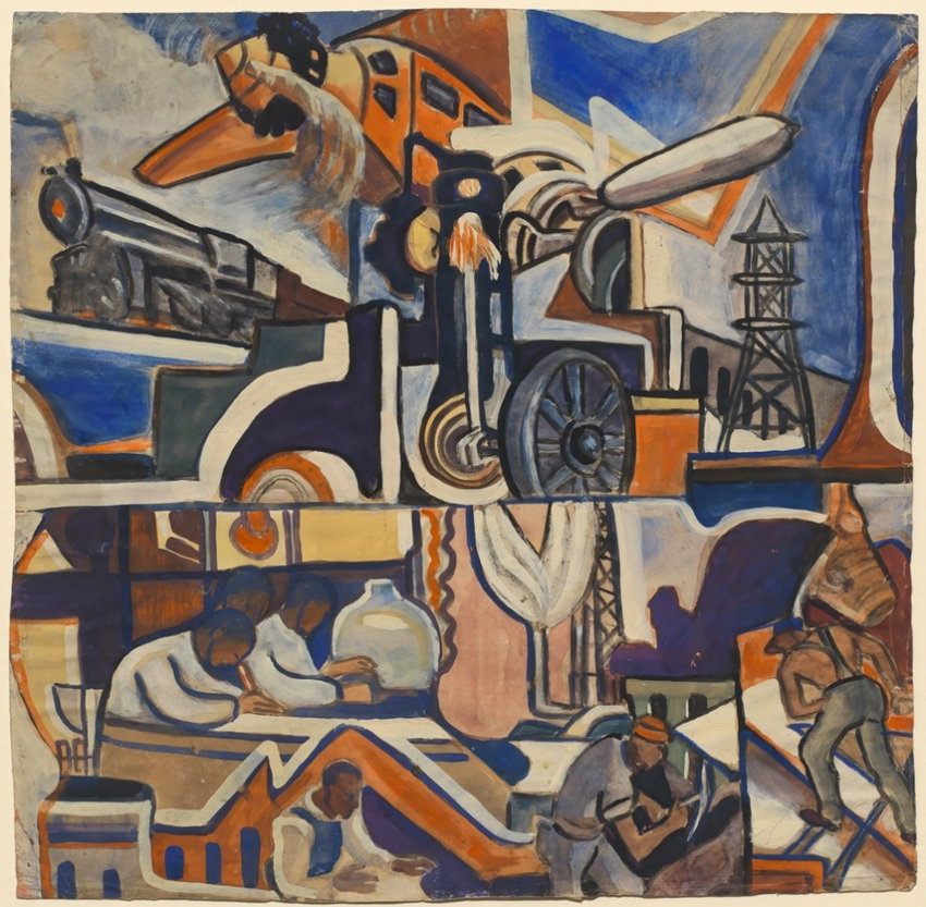 Thelma-Johnson-Streat-study-for-mural-Medicine-and-Transportation-tempera-and-oil